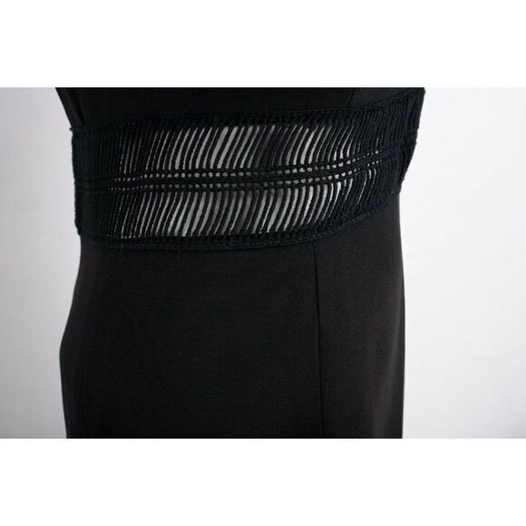 Genny Women Black Lurex Sheath Dress Embroidered US 8 IT 44 Crepe Party Cocktail - Picture 6 of 8